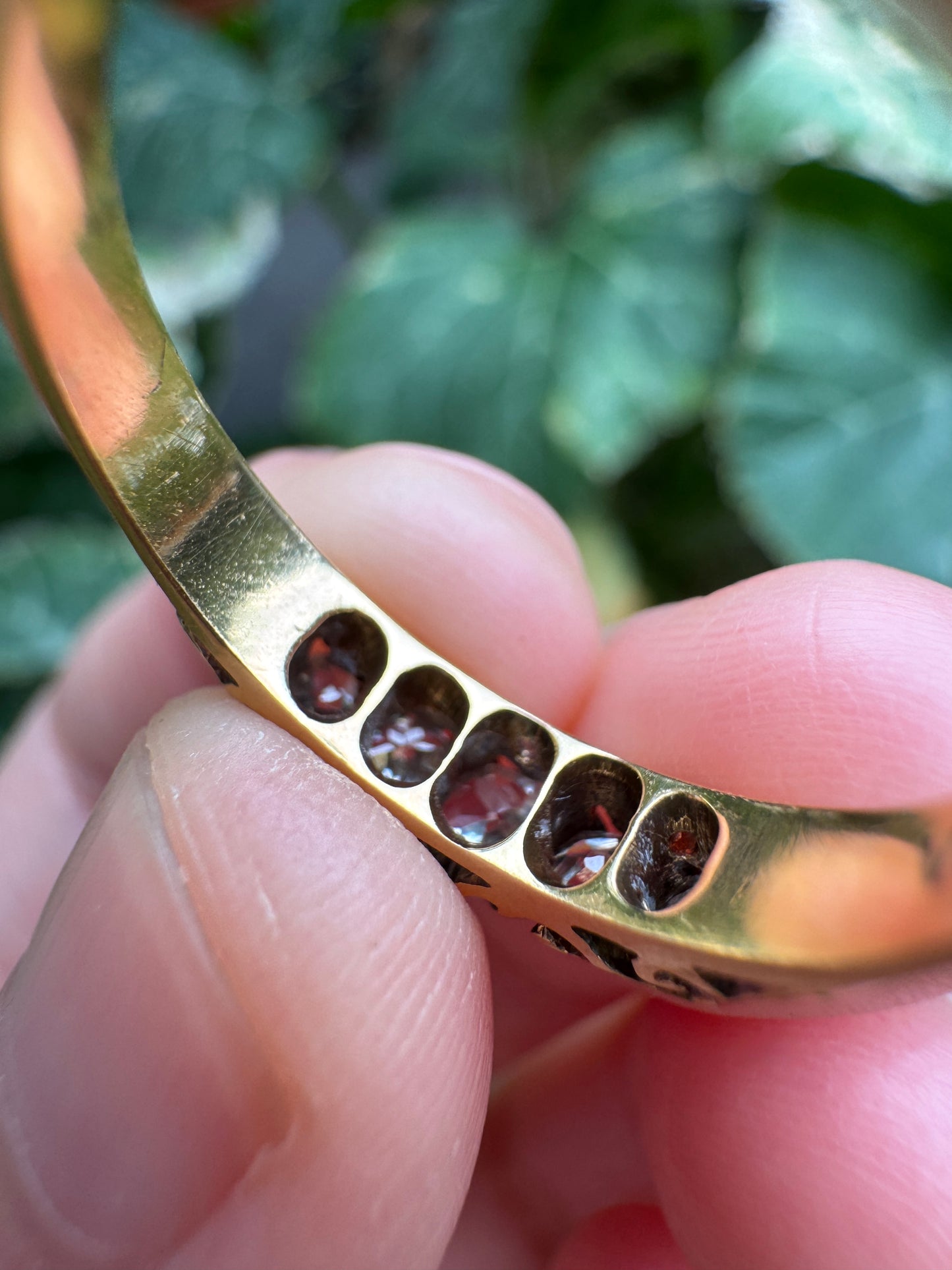 Antique Australian 18ct yellow gold five stone 0.42ct TCW old mine cut diamond ring