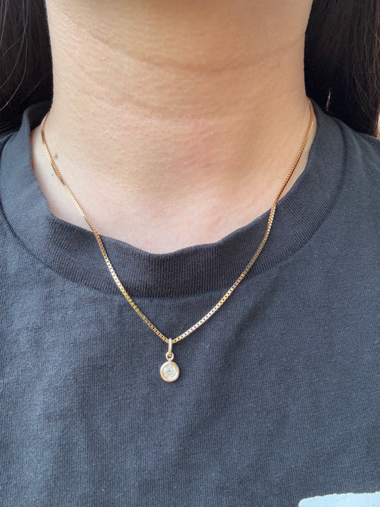 Custom 9ct yellow gold 0.34ct old mine cut diamond bezel set pendant (SI1, H)