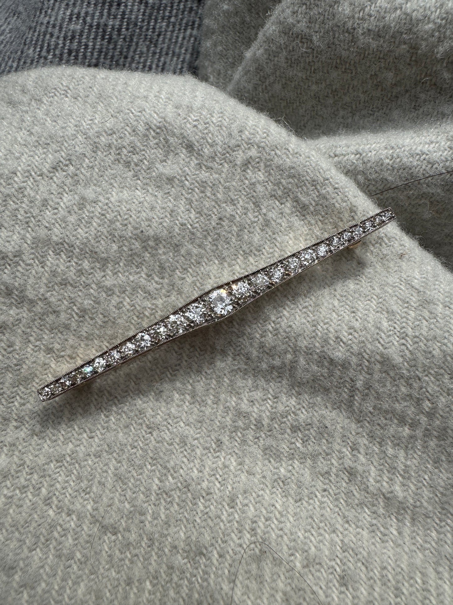 Antique old mine cut diamond brooch/chain extender