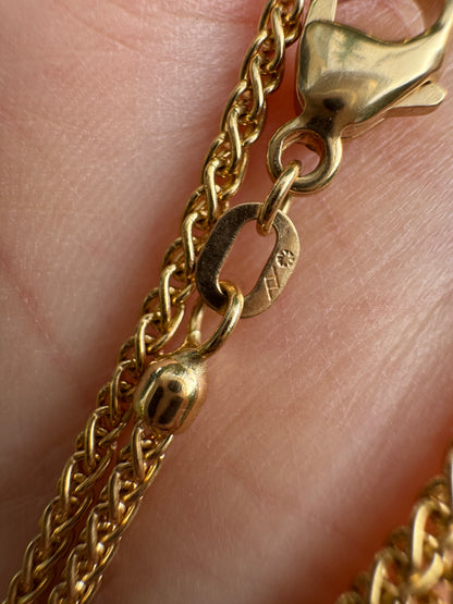 Vintage Italian 14ct yellow gold foxtail chain, 42.5cm / 16.73 inches long