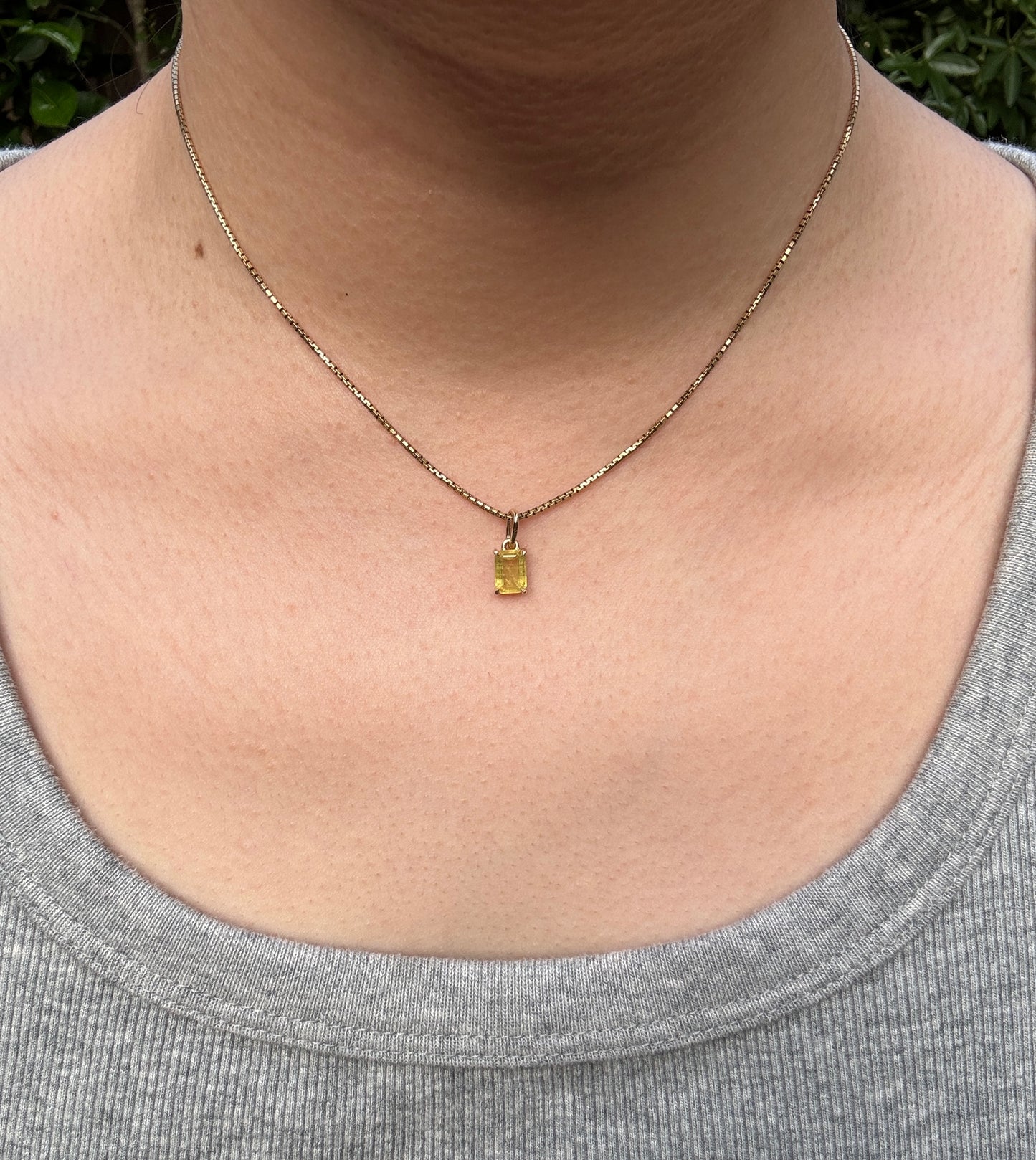 Custom handmade recycled 9ct yellow gold 1.25ct natural yellow sapphire prong set pendant