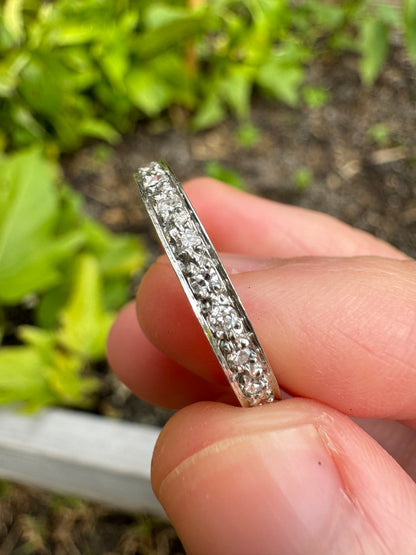 Vintage platinum 0.75ct TCW single cut diamond eternity ring