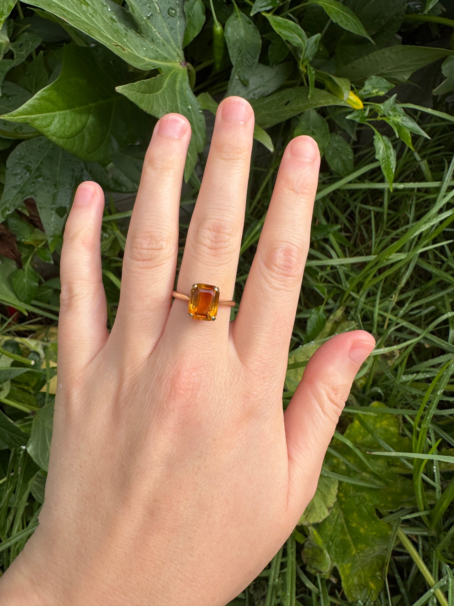 Vintage 14ct yellow gold 3.85ct faceted citrine ring