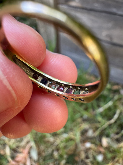 Vintage English Victorian Revival 9ct yellow gold DEAREST acrostic ring