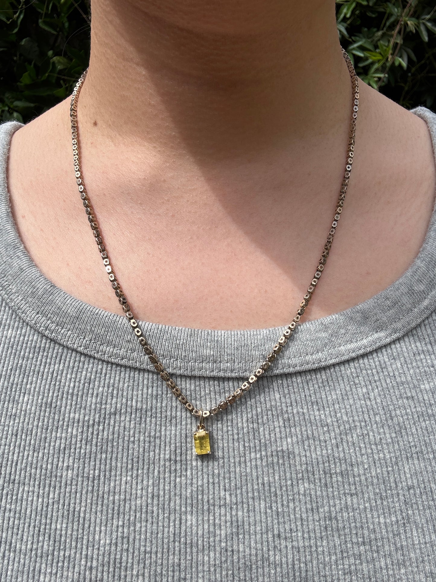 Custom handmade recycled 9ct yellow gold 1.25ct natural yellow sapphire prong set pendant