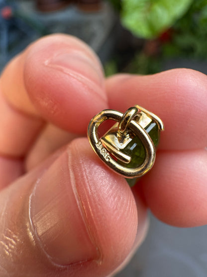 Handmade 9ct gold natural green Mali garnet pendant