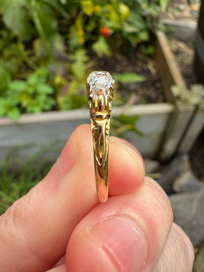 Antique 18ct gold old mine cut diamond five stone ring