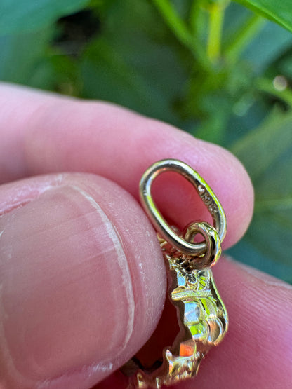 Antique gilt metal 'Volage' butterfly and flower agate intaglio pendant