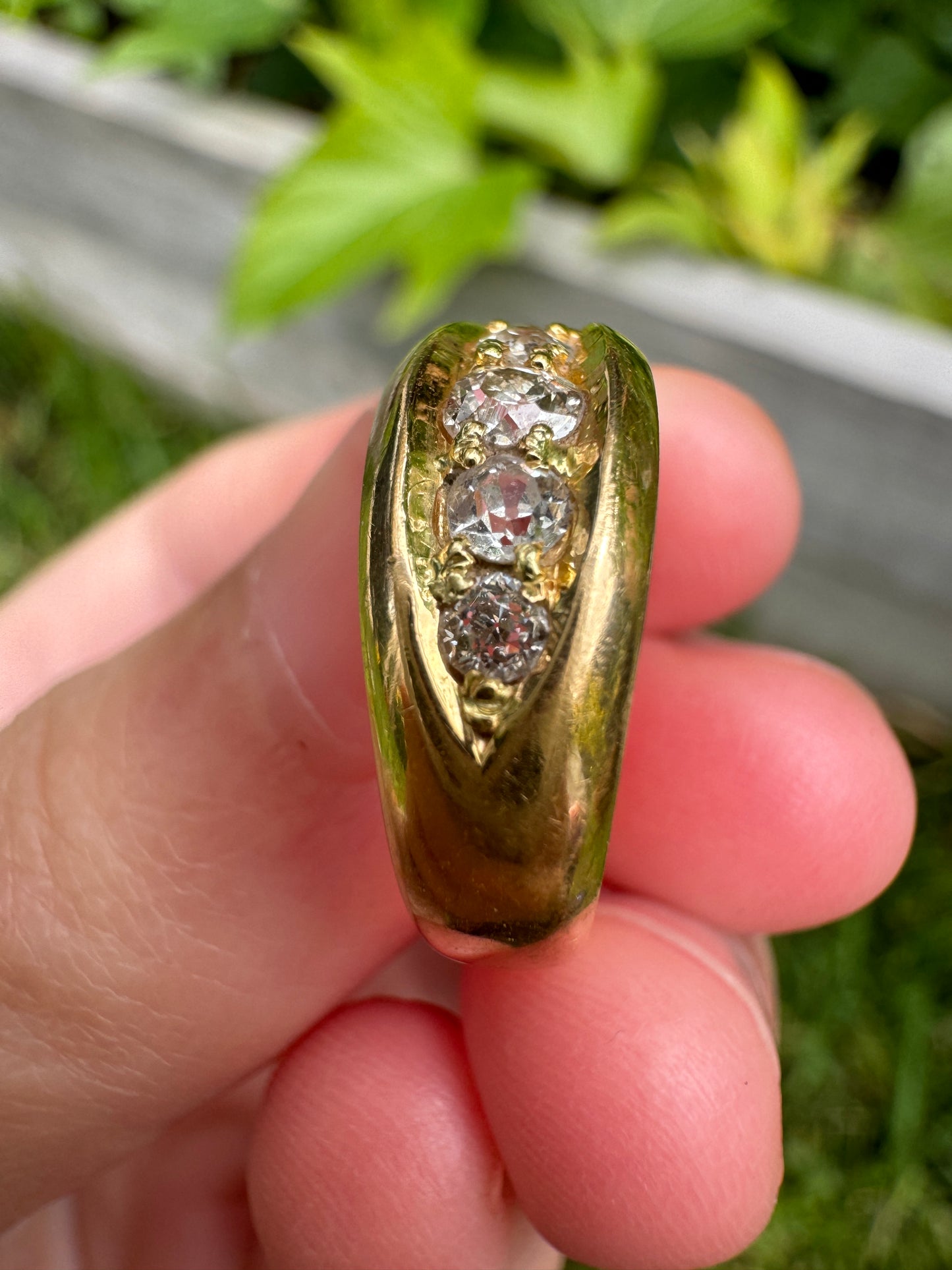 Antique 18ct yellow gold five stone 0.5ct TCW old mine cut diamond ring