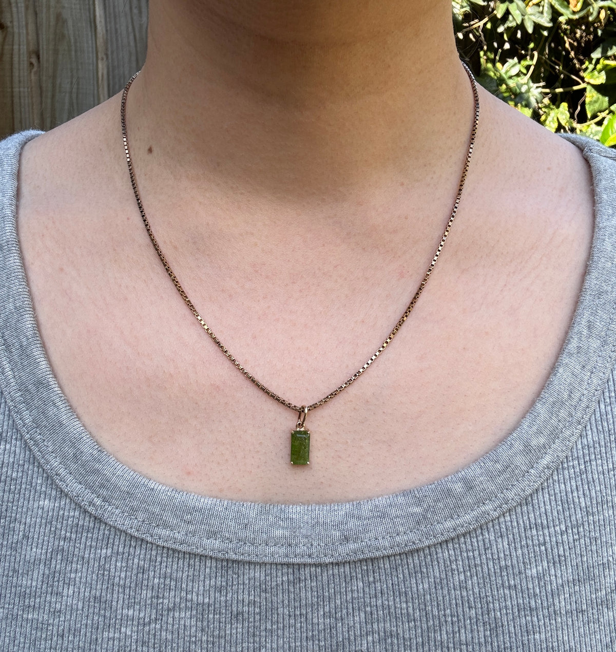 Handmade 9ct gold natural green Mali garnet pendant