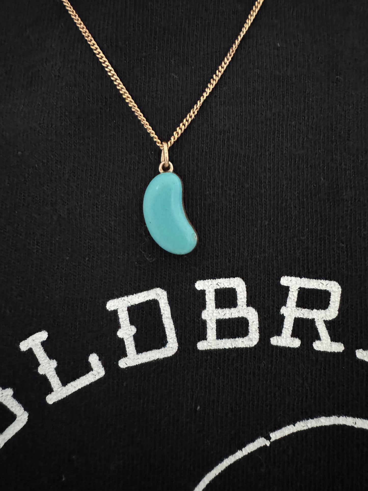 Antique 9ct gold blue enamel bean charm