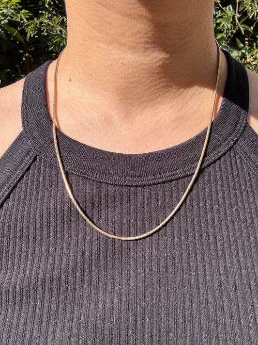 Vintage 9ct yellow gold snake chain, 51cm / 20.08 inches long