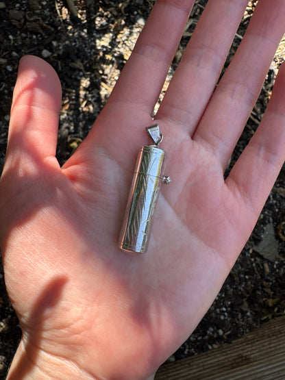 Vintage silver engraved cylinder vesta pendant