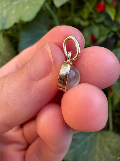 Custom handmade recycled 9ct yellow gold 1.31ct moonstone cabochon bezel set pendant