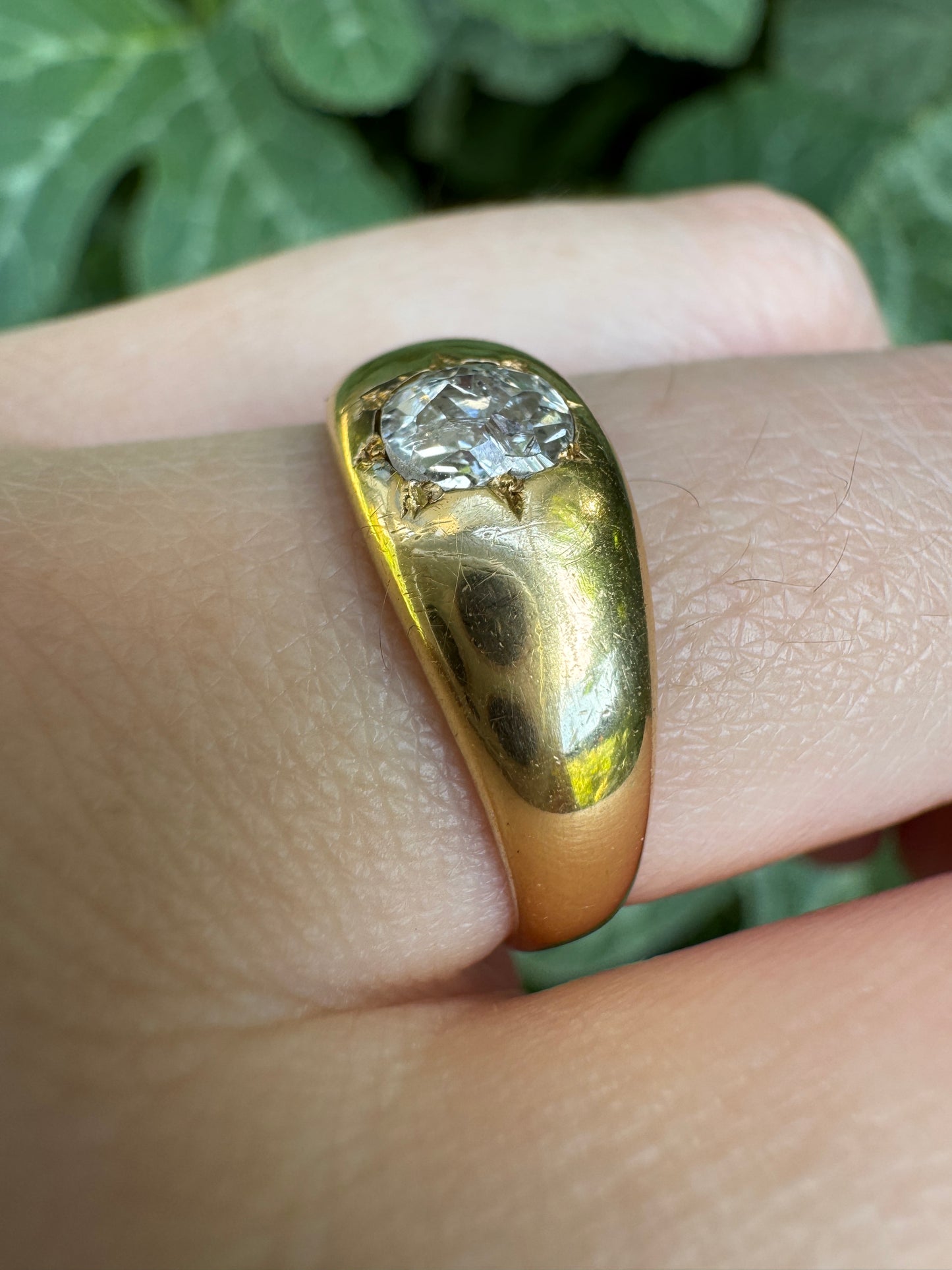 Antique Victorian 18ct yellow gold 0.52ct old mine cut diamond starset gypsy ring