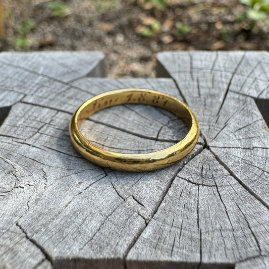 Antique Victorian 18ct yellow gold band, 3mm wide