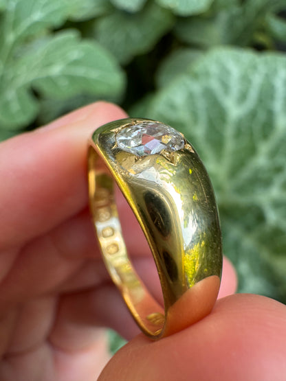 Antique Victorian 18ct yellow gold 0.52ct old mine cut diamond starset gypsy ring