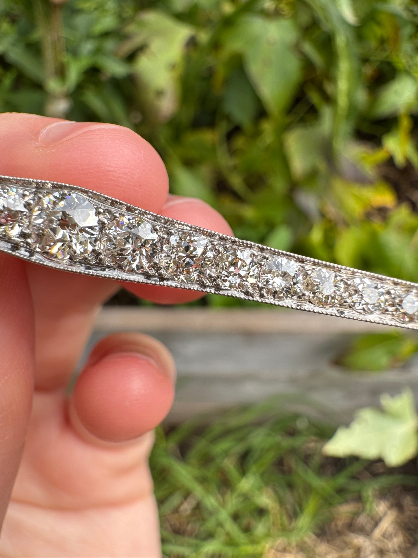 Antique old mine cut diamond brooch/chain extender