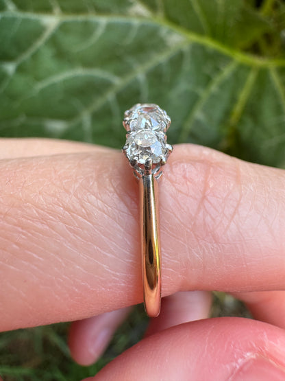 Antique 18ct yellow gold five stone 1.29ct TCW old mine cut diamond ring