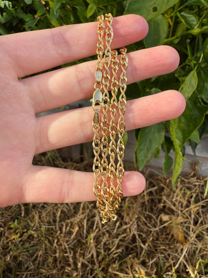 Vintage Italian 9ct yellow gold fancy link chain, 42.5cm / 16.73 inches long