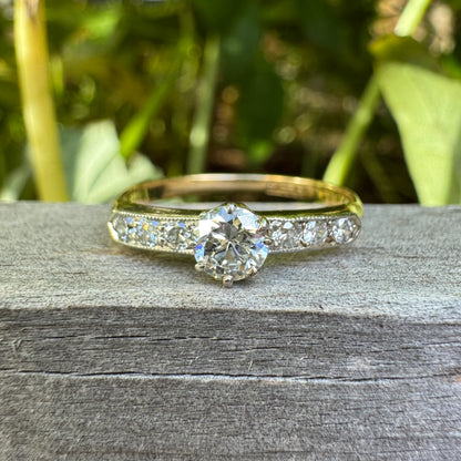 Antique Australian 18ct yellow gold 0.46ct TCW old European and old mine cut diamond ring