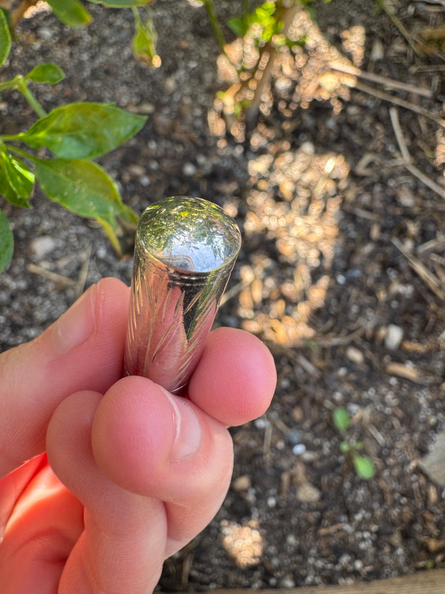 Vintage silver engraved cylinder vesta pendant