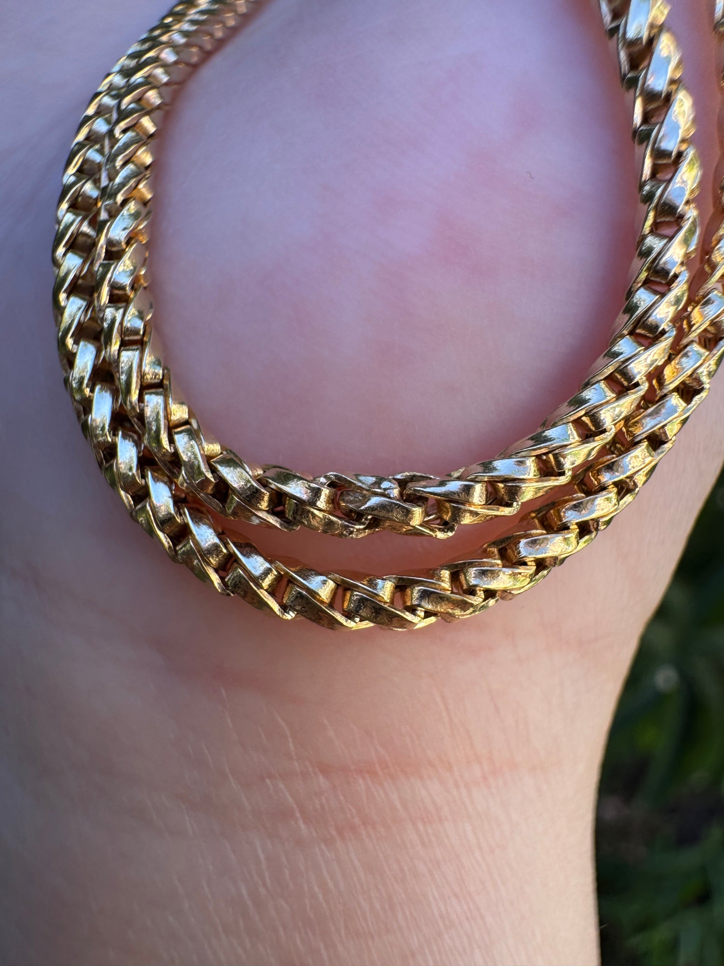 Vintage Italian 9ct yellow gold fancy snake link chain, 61cm / 24 inches long