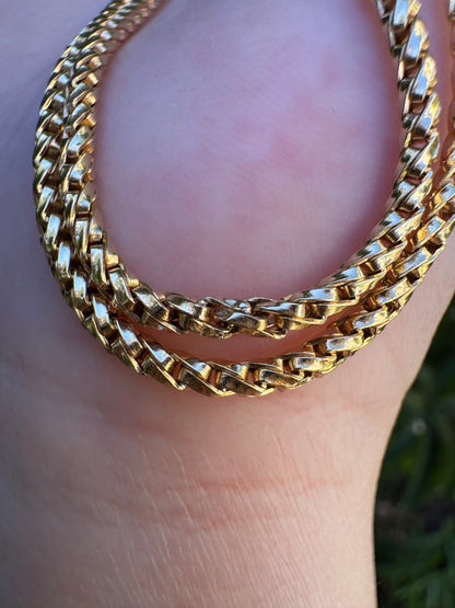 Vintage Italian 9ct yellow gold fancy snake link chain, 61cm / 24 inches long