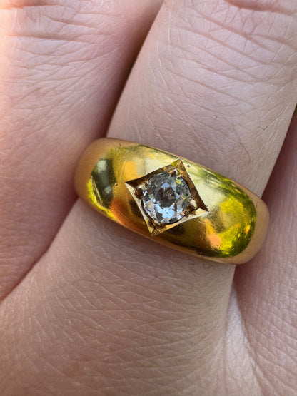 Antique Victorian 18ct yellow gold 0.23ct old mine cut diamond gypsy ring