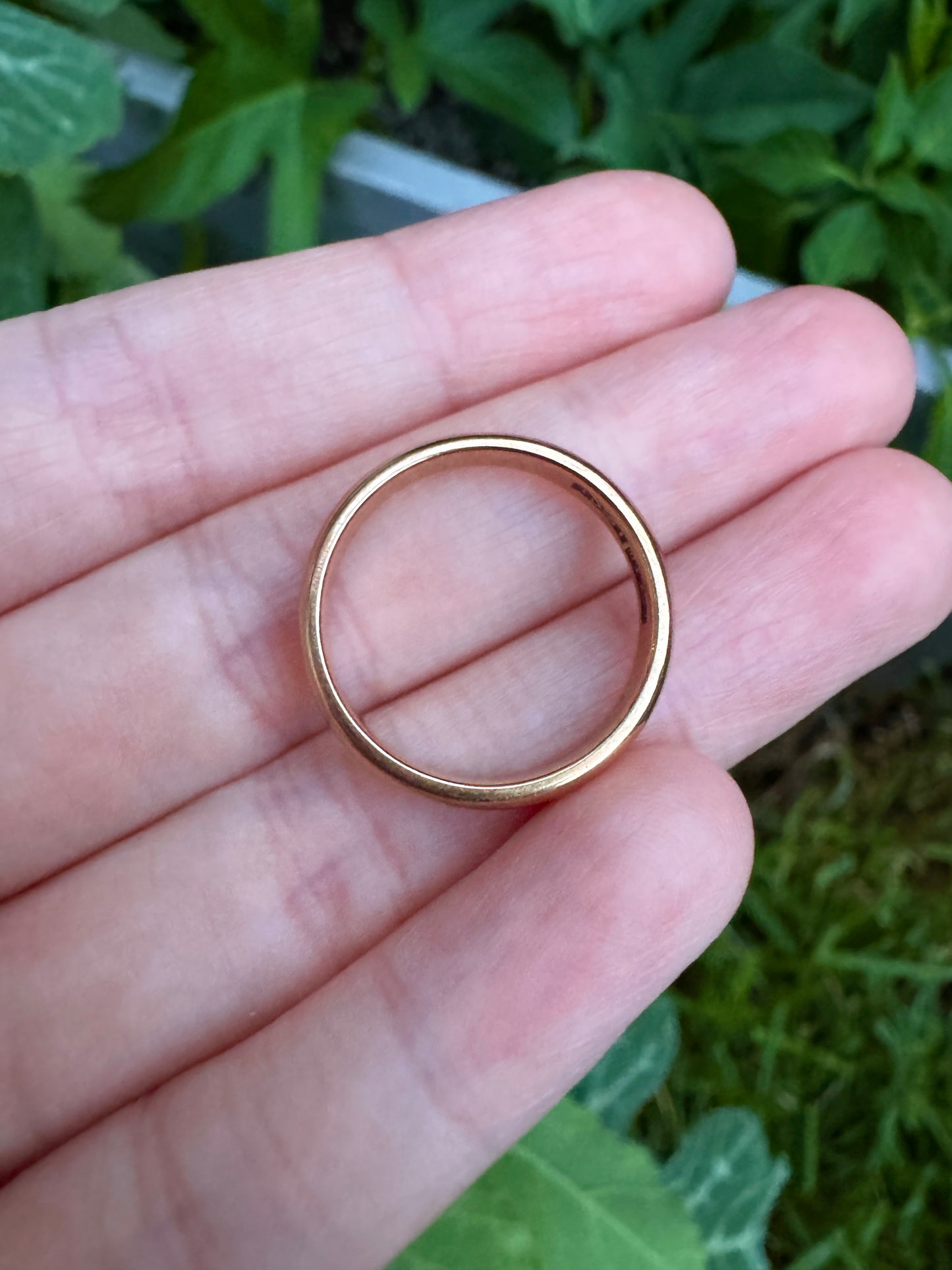 Antique 15ct rosy gold band, 3.5mm wide