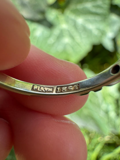 Vintage 18ct white gold and platinum six stone single cut diamond half eternity ring