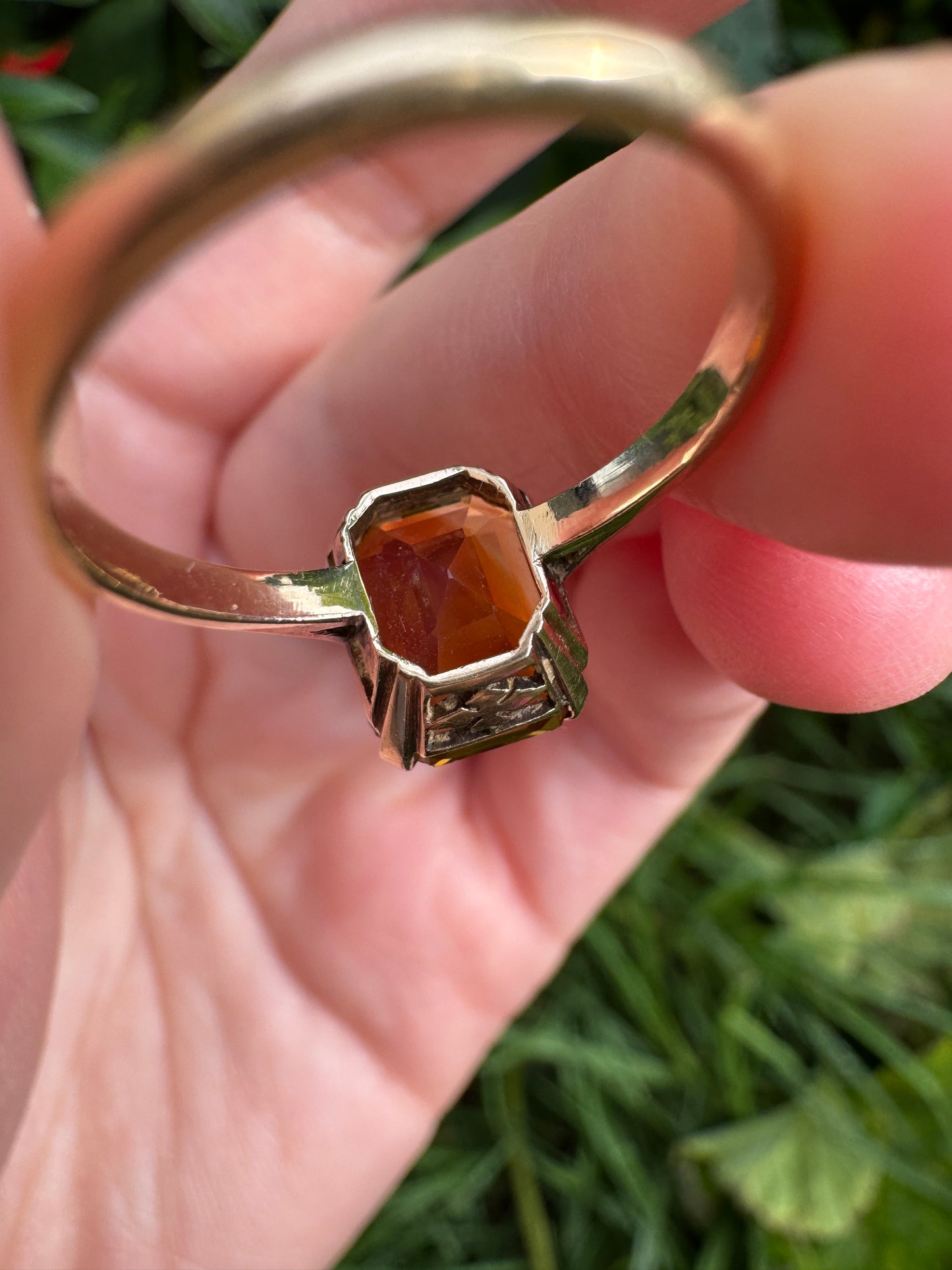 Vintage 14ct yellow gold 3.85ct faceted citrine ring