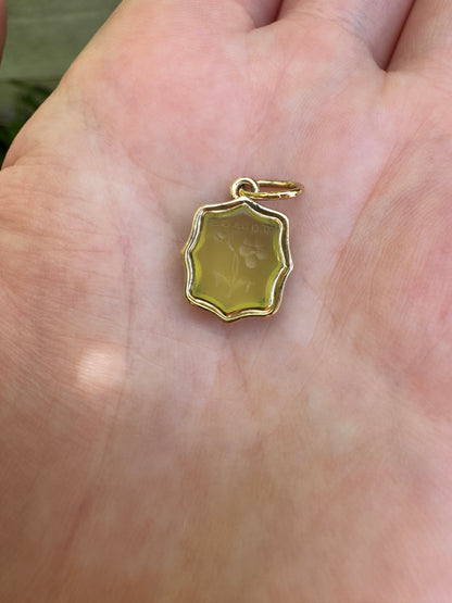 Antique gilt metal 'Volage' butterfly and flower agate intaglio pendant