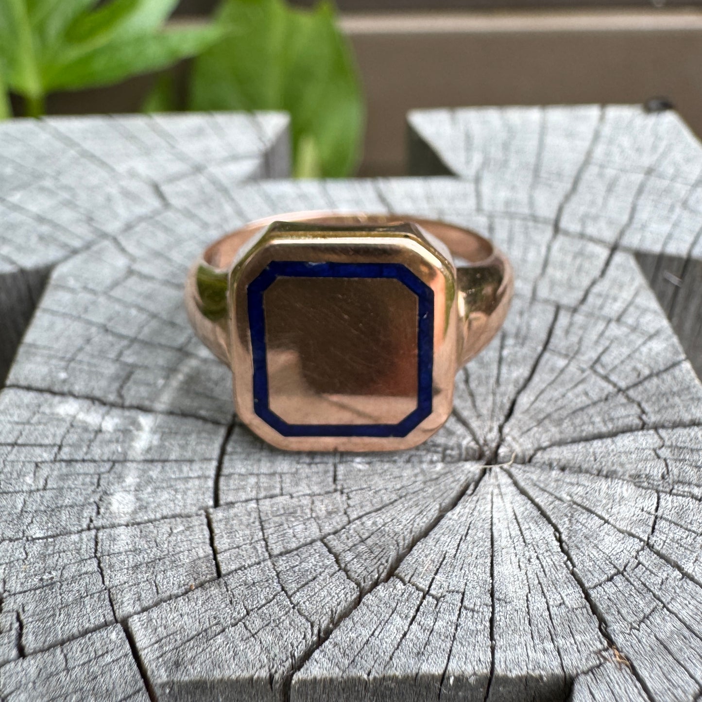 Antique Australian 9ct rosy yellow gold and enamel 'poison' signet ring