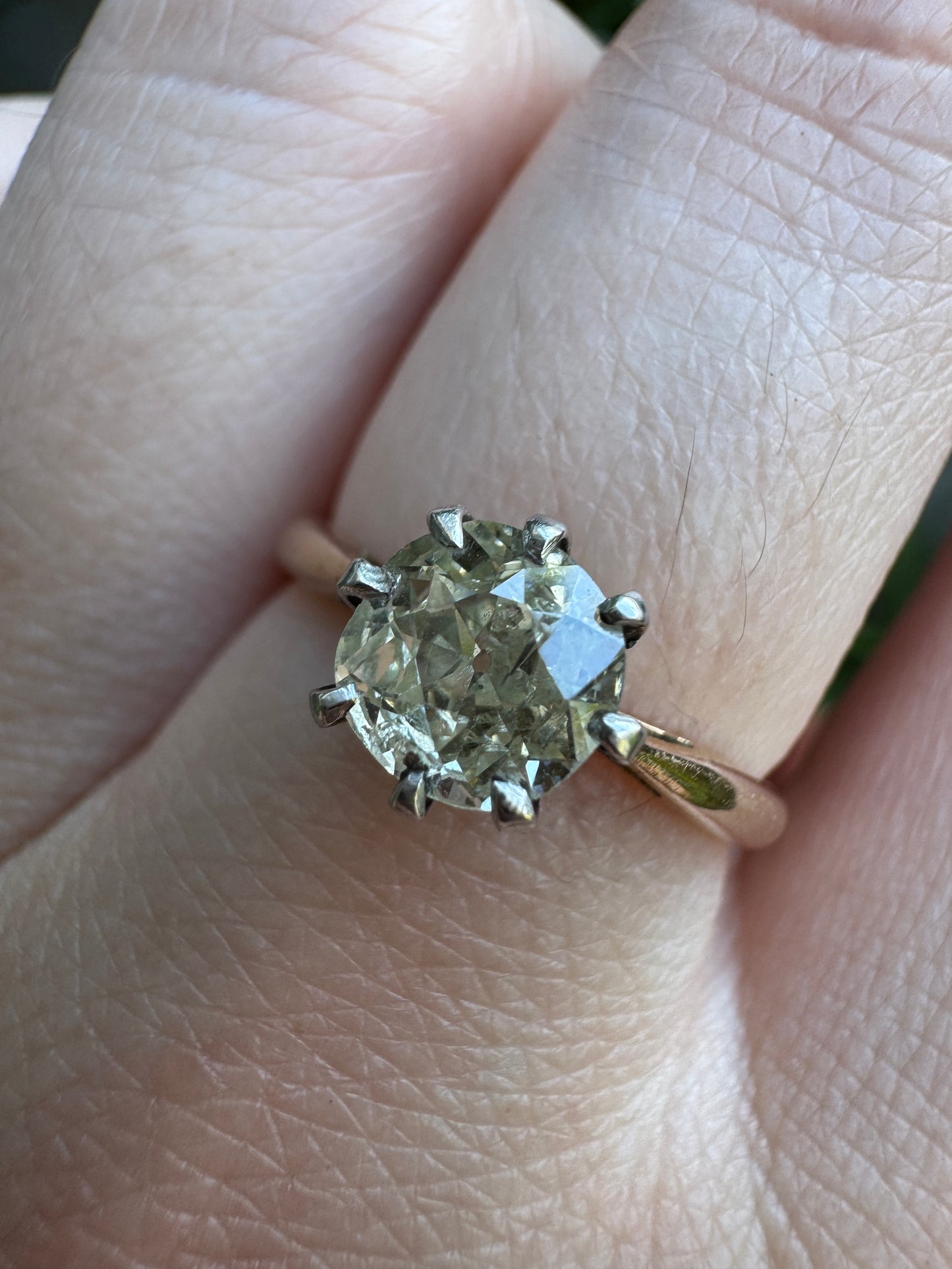 Vintage 18ct yellow gold 0.82ct old mine cut diamond solitaire ring