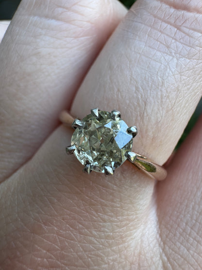 Vintage 18ct yellow gold 0.82ct old mine cut diamond solitaire ring