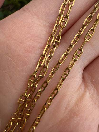 Vintage Italian 9ct yellow gold mariner link chain, 52cm / 20.47 inches long