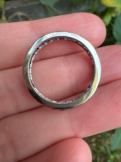 Antique platinum 1.51ct TCW natural ruby eternity ring