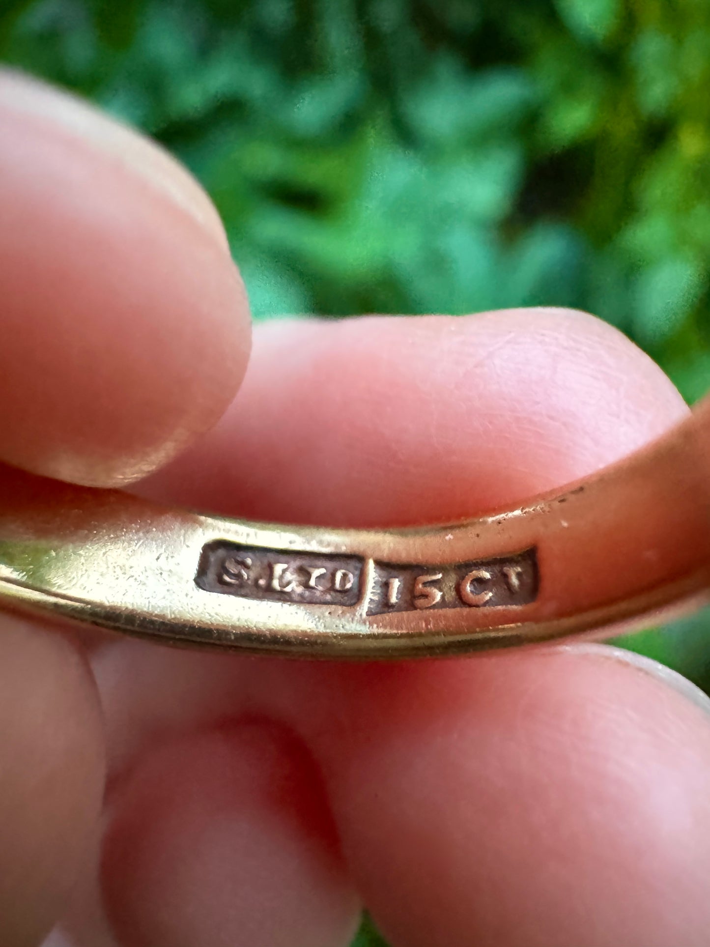 Antique 15ct rosy gold band, 3.5mm wide