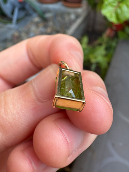Handmade 9ct gold natural green Mali garnet pendant
