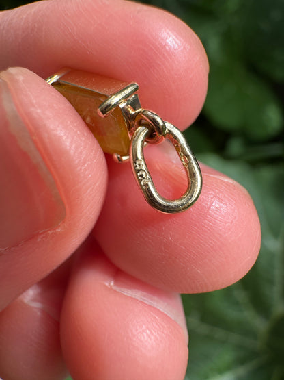 Custom handmade recycled 9ct yellow gold 1.25ct natural yellow sapphire prong set pendant