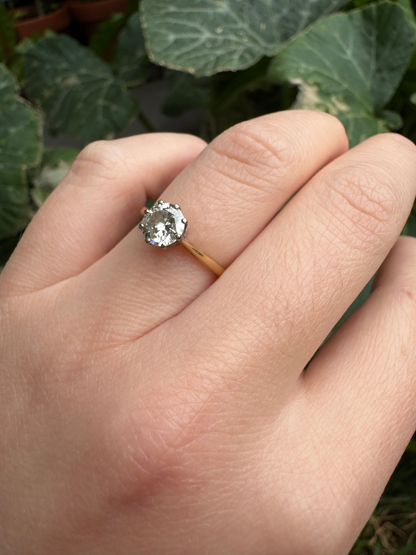 Vintage 18ct yellow gold and platinum 0.75ct old European cut diamond solitaire ring
