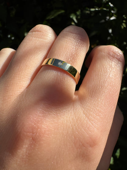 Antique 9ct yellow gold single cut diamond starset gypsy ring