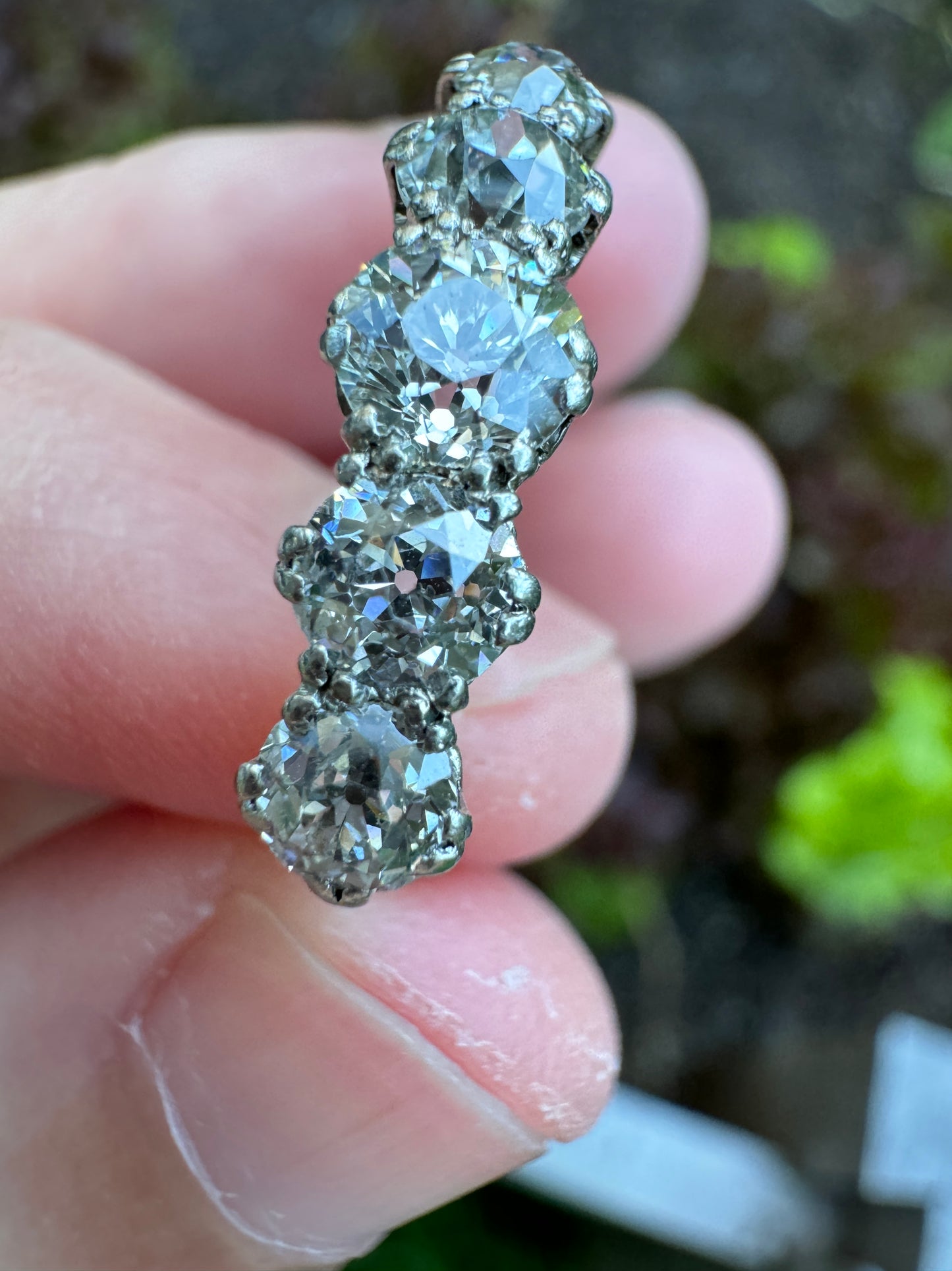 Vintage 18ct yellow gold five stone 1.2ct TCW old mine cut diamond ring