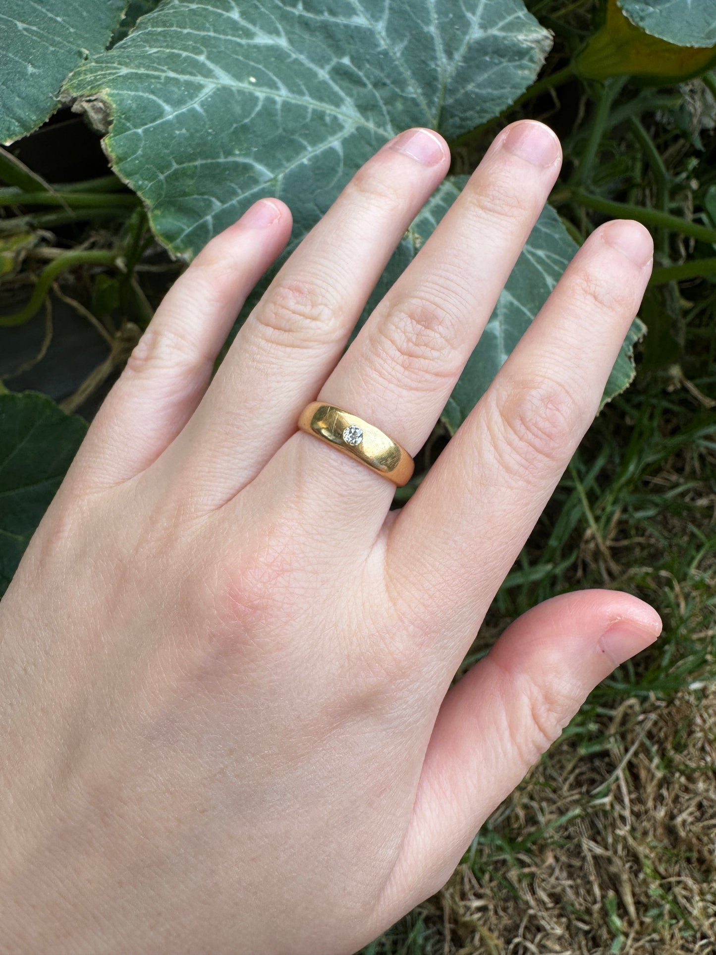 Antique Australian Basse Adelaide 18ct yellow gold old mine cut diamond gypsy ring