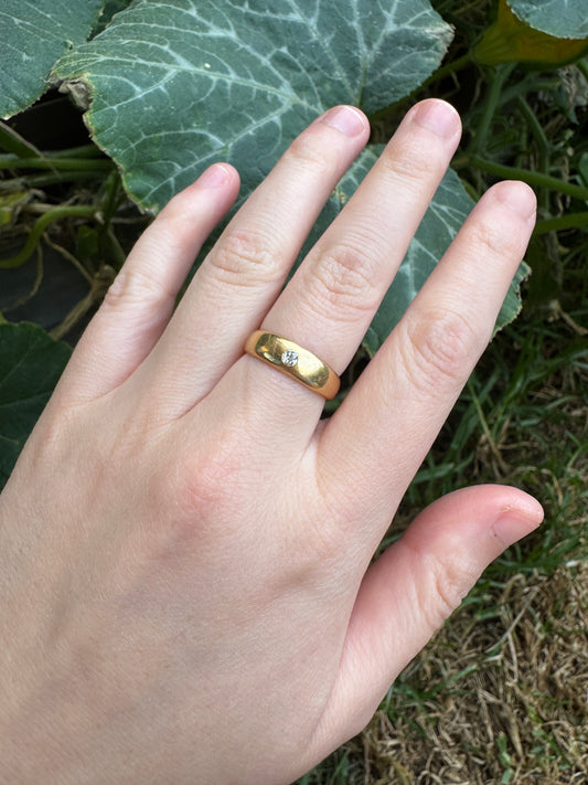 Antique Australian Basse Adelaide 18ct yellow gold old mine cut diamond gypsy ring