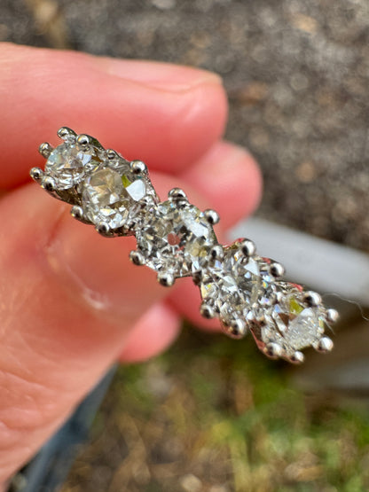 Vintage 18ct yellow and white gold five stone 0.6ct TCW old mine and old European cut diamond ring