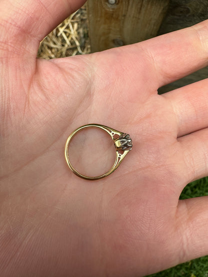 Vintage 18ct yellow gold 0.3ct old mine cut diamond solitaire ring