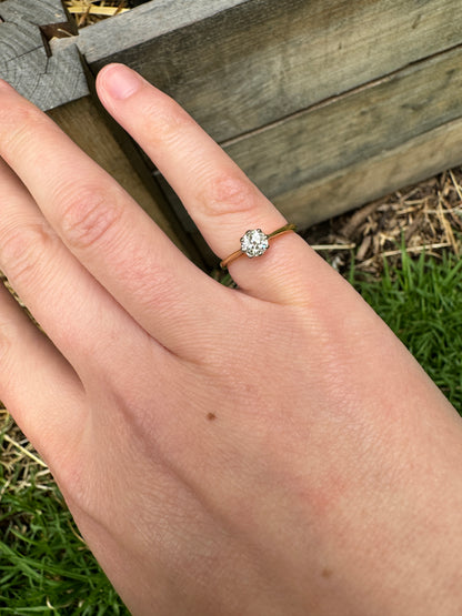 Vintage 18ct yellow gold 0.3ct old mine cut diamond solitaire ring