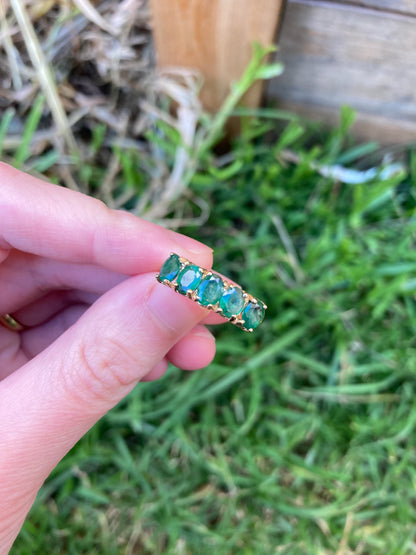 Vintage 10ct yellow gold five stone emerald ring